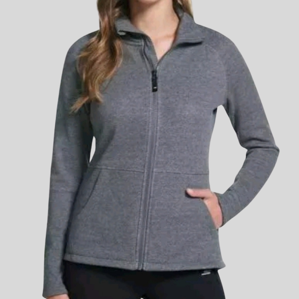 Skechers Women’s Gray Fleece Jacket Small | Full Zip Lightweight Casual Layer